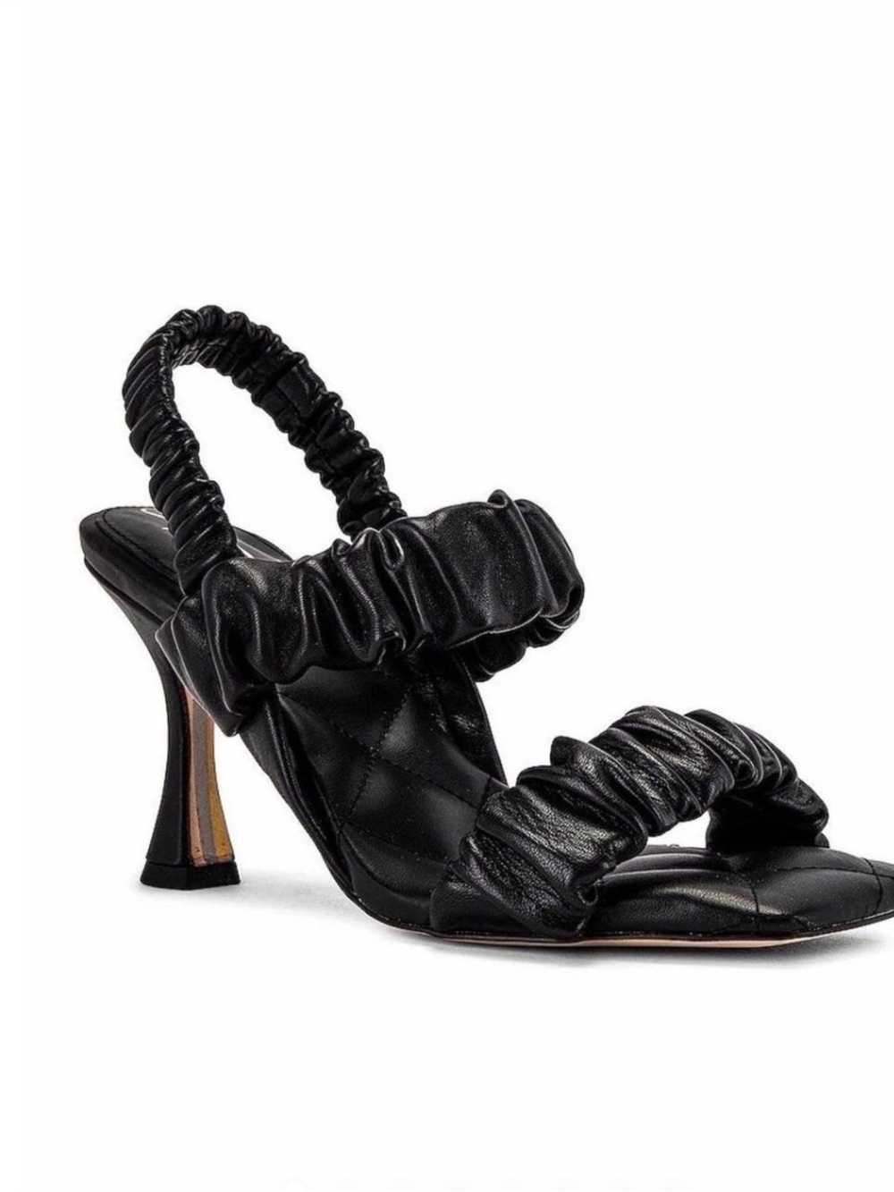 Sam Edelman Black Ruched Slingback Stiletto Sandals